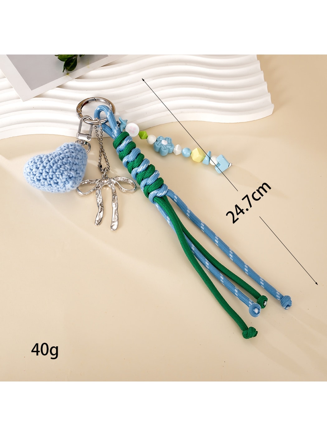Keypus - Textured Heart Bow Bag Charm Keychain