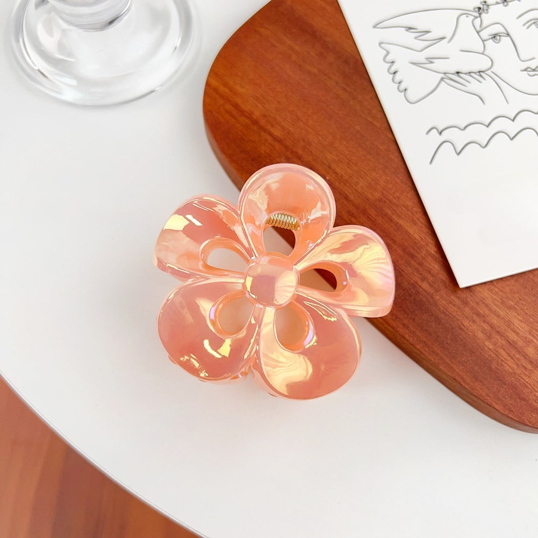 Beau - Glossy Hollow Flower Design Claw Clip