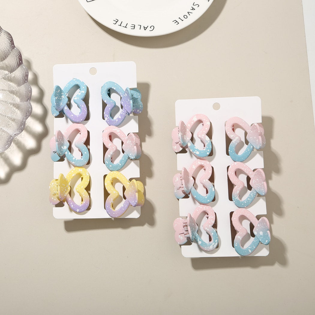 Beau - 6 Piece Heart Design Claw Hair Clips Set