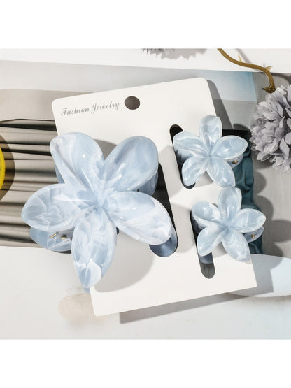 Beau - Marbled Frangipani Hair Clips Set