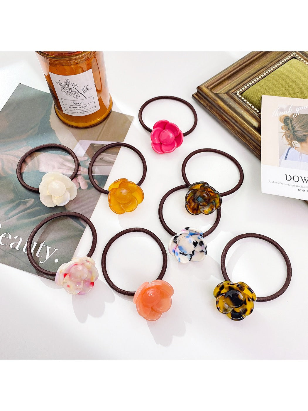 Gifty - Acetate Flower Hair Tie for High Ponytail Bun