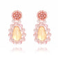 Earedge - Floral Beaded Teardrop Drop Statement Earrings