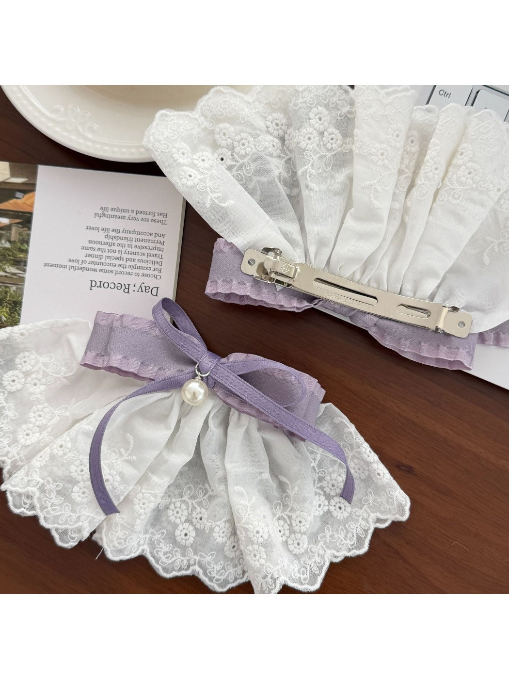 Beau - Layered Lace Bow Accent Hair Clip