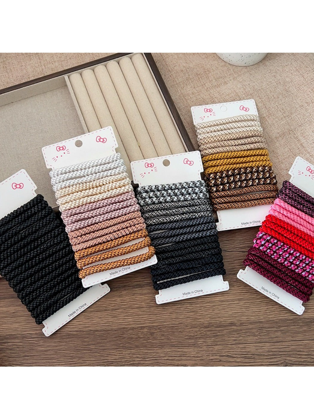 Gifty - Minimalist Braided Hair Ties Set Thick Scrunchies