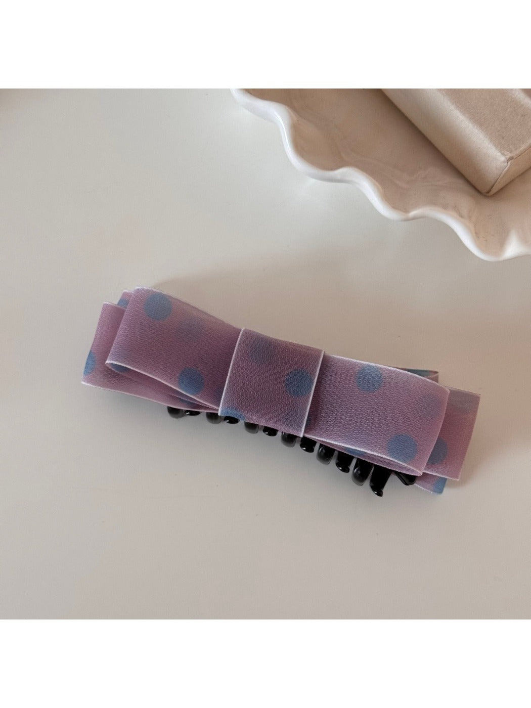 Beau - Elegant Polka Dot Bow Banana Clip