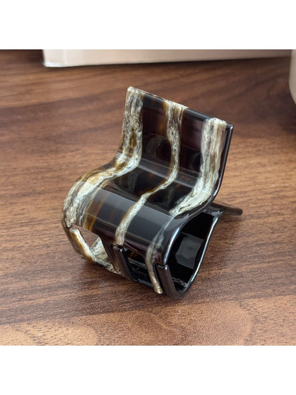 Beau - Textured Striped Acetate Elegant Ponytail Clip