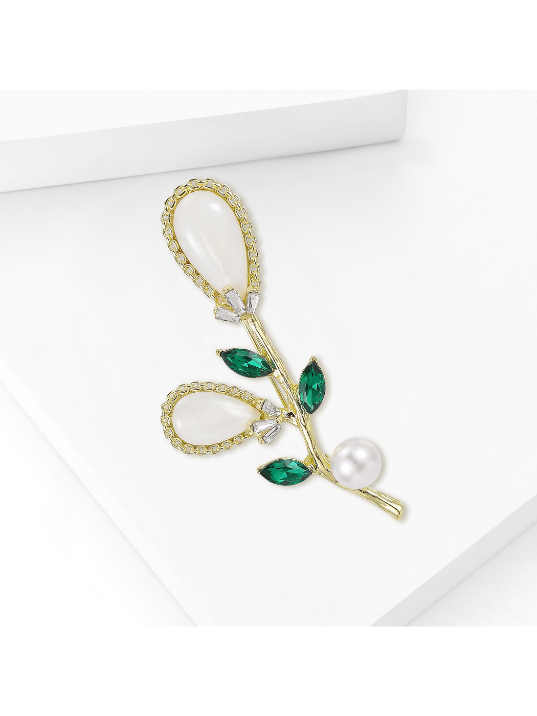 Brovia - Floral Rhinestone Alloy Elegant Brooch Pin
