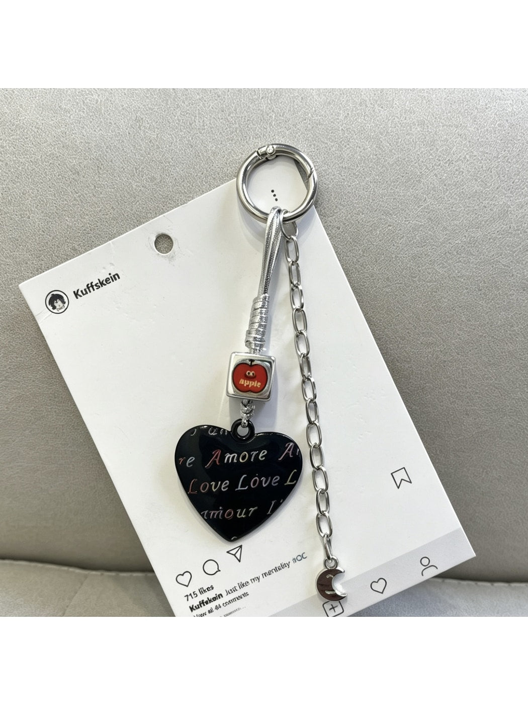 Keypus - Alloy Floral Heart Pendant Bag Charm Keychain