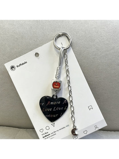 Keypus - Alloy Floral Heart Pendant Bag Charm Keychain
