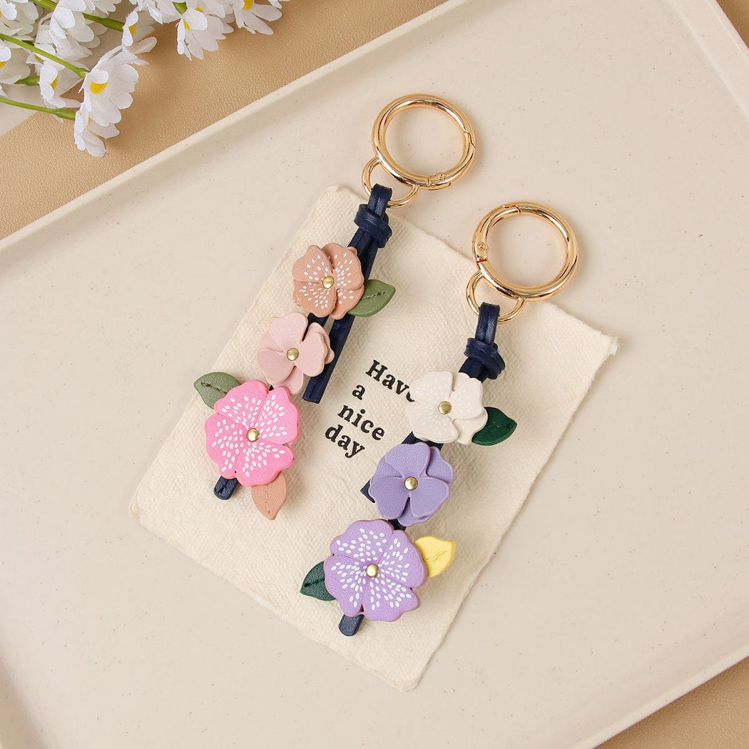 Keypus - Sweet Floral PU Bag Charm Keychain
