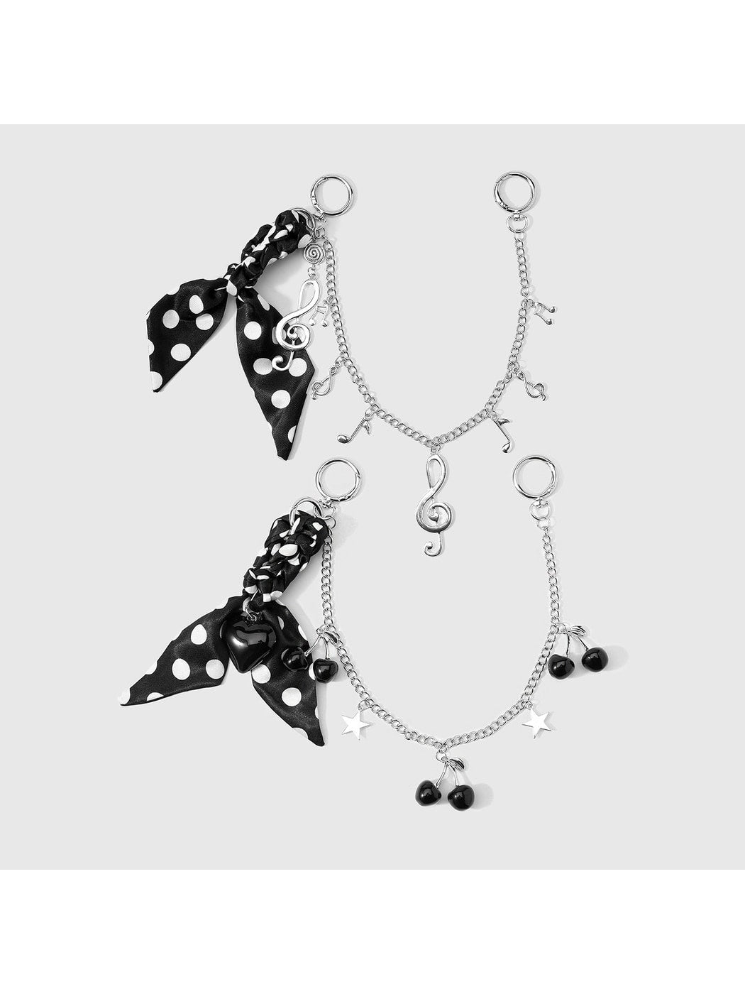 Keypus - Polka Dot Scarf Cherry Chain Bag Charm Keychain