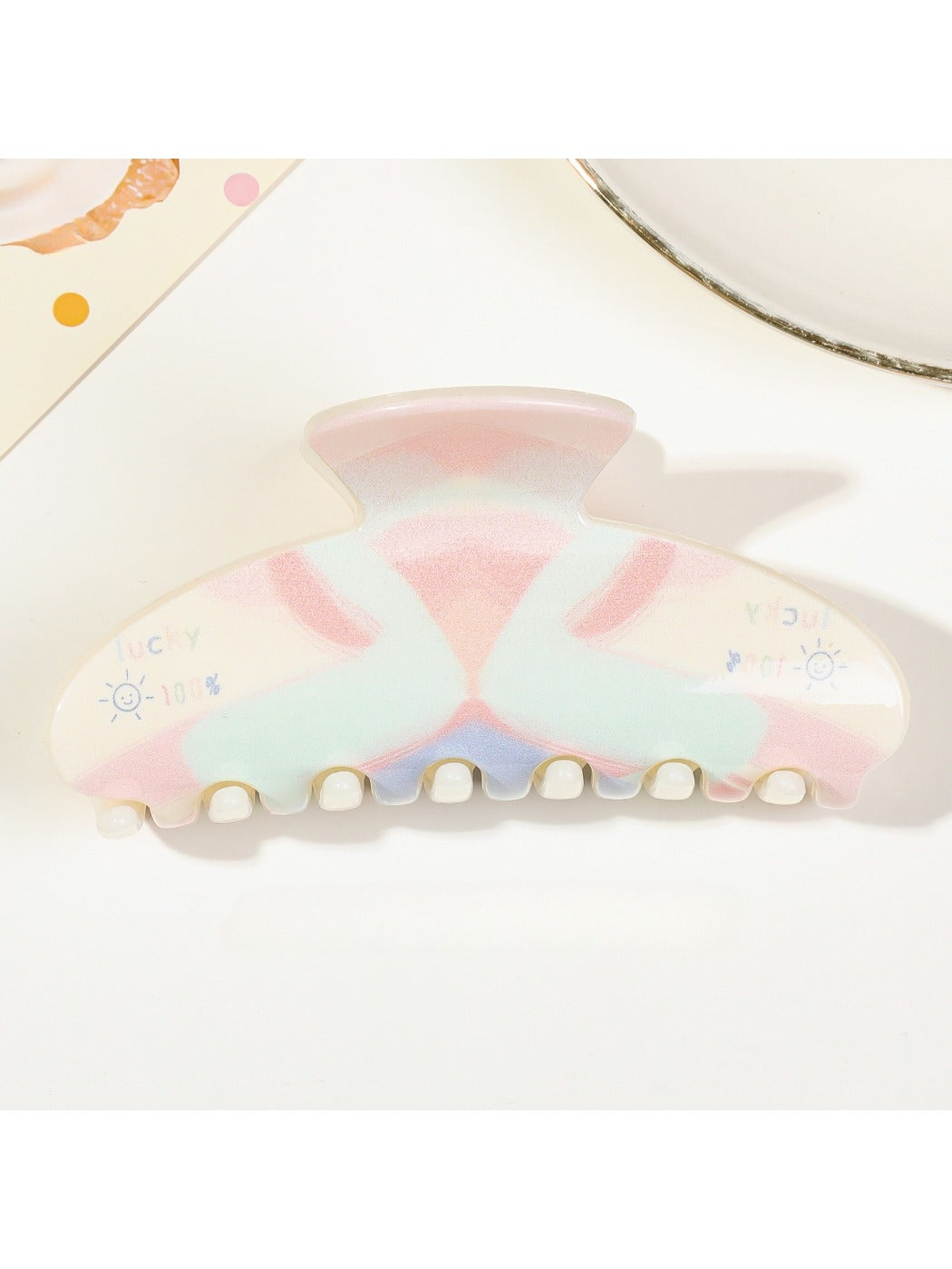 Beau - Rainbow Square Toothed Claw Clip