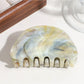Beau - Half Round Marble Print Plastic Claw Clip