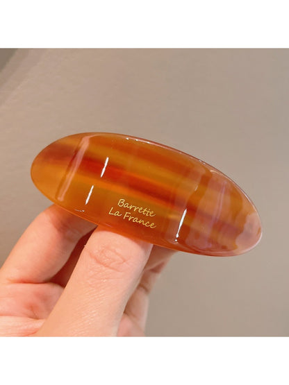 Beau - Simple Acetate Fiber Alloy Oval French Barrette