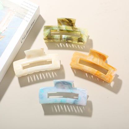 Beau - Marble Pattern PS Rectangular Hair Claw Clip