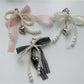 Keypus - Lace Bow Beaded Heart Pendant Bag Charm Keychain