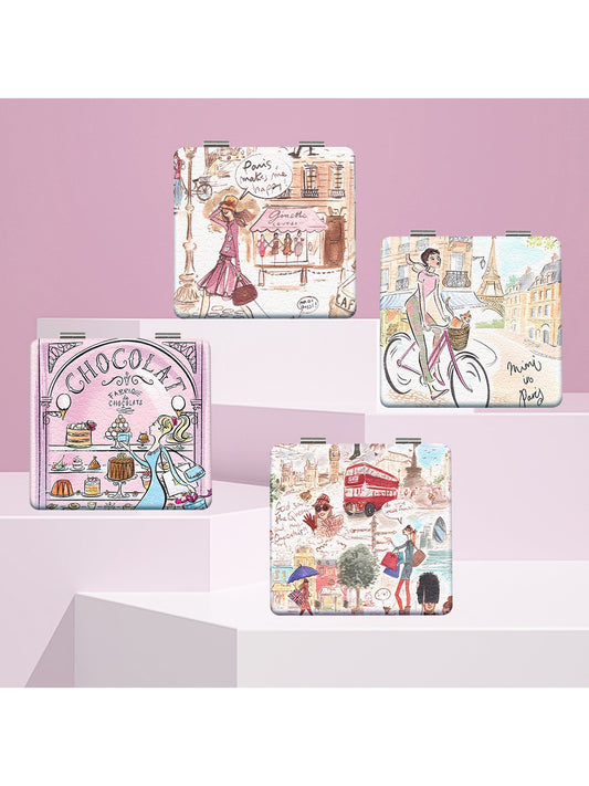 Mirroray - Cartoon Style Travel Theme Makeup Mirror