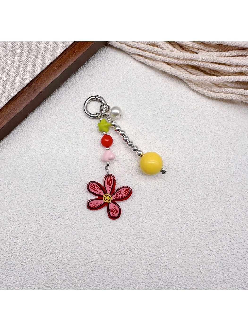 Keypus - Cartoon Beaded Printed Bag Charm Keychain