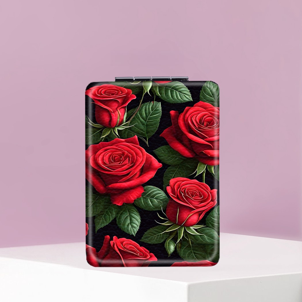 Mirroray - Rose Print Foldable Handheld Makeup Mirror