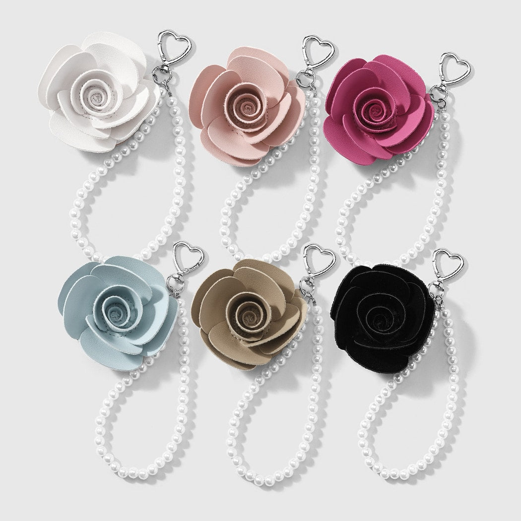 Keypus - Rose Design Heart Loop Beaded Keychain