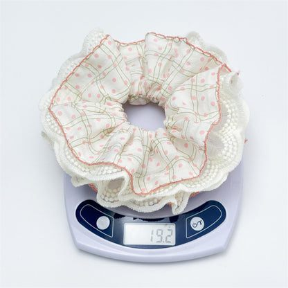 Gifty - Sweet Style Polka Dot Ruffle Lace Scrunchie