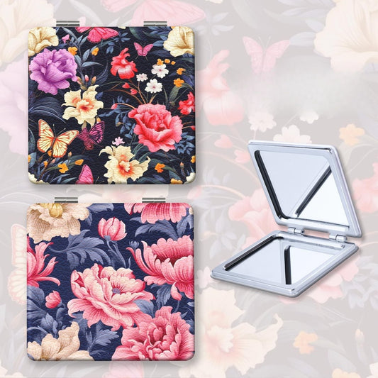Mirroray - Floral PU Folding Touch-Up Makeup Mirror