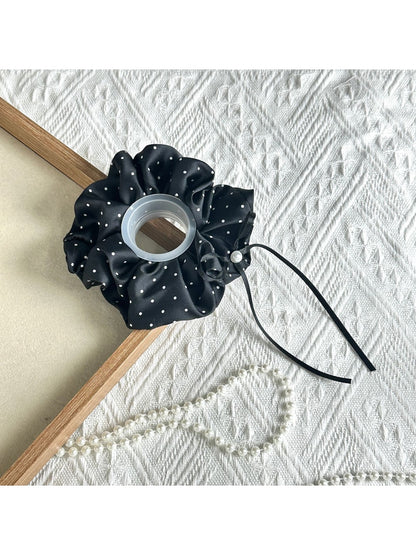 Gifty - Polka Dot Bow Ribbon Polyester Scrunchie