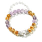Lovra bracelet featuring alternating yellow and purple crystals displayed flat