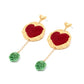 Earedge - Enamel Heart Tassel Dangle Alloy Earrings