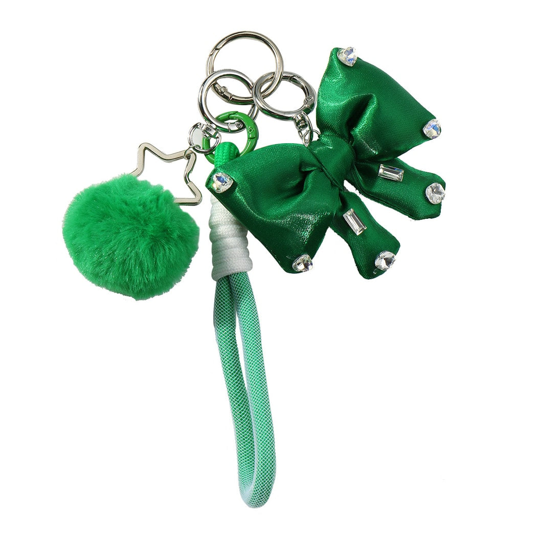 Keypus - Green Pom Pom Bow Turtle Keychain