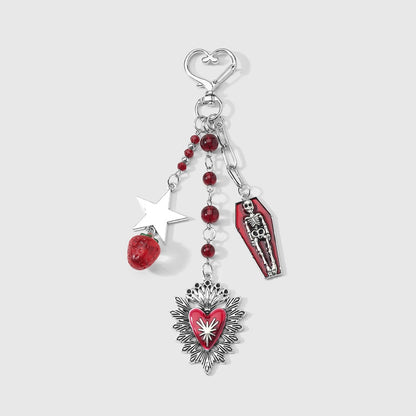 Keypus - Pink Halloween Heart and Coffin Design Keychain