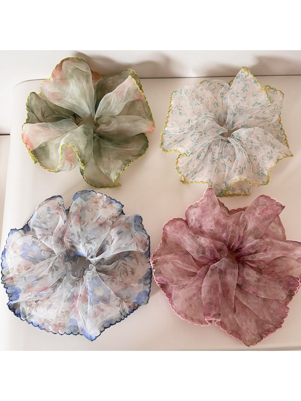 Gifty - Sheer Floral Mesh High Elastic Hair Tie Scrunchie