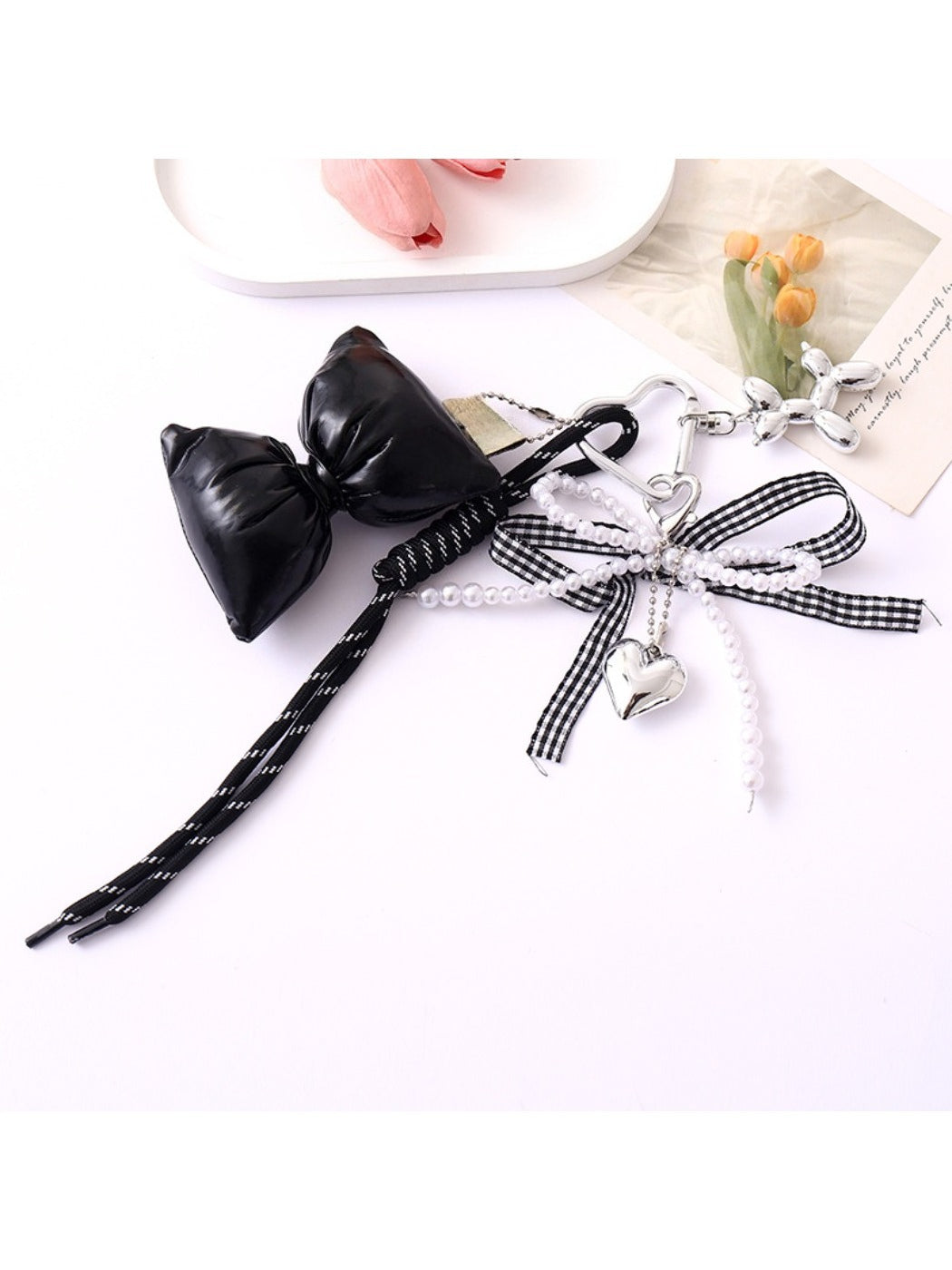 Keypus - Bow Heart-Shaped Woven Cord Keychain
