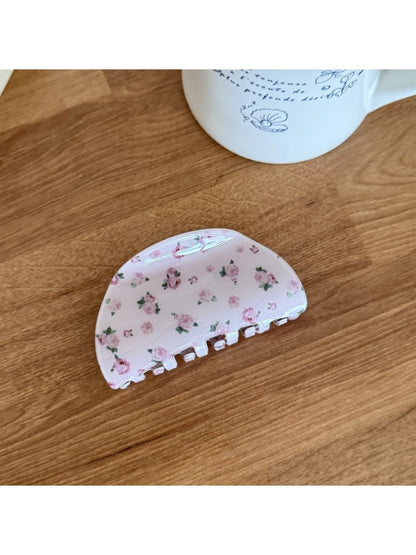 Beau - Pink Floral Print Hair Claw Clip
