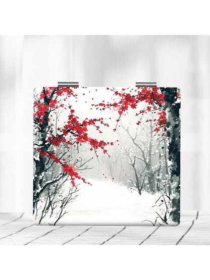 Mirroray - Retro Floral Print Folding Makeup Mirror