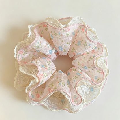 Gifty - Polyester Floral Print Ruffle Scrunchie