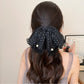 Beau - Polka Dot Ribbon Bow Lace Trim Hair Clip