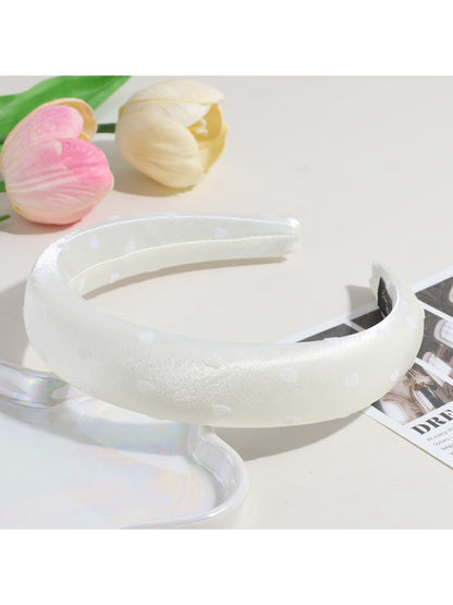 Gifty - Heart Print Satin Look Padded Fabric Headband