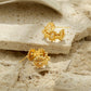 Earedge - Gold Tone Floral Openwork Textured Earrings