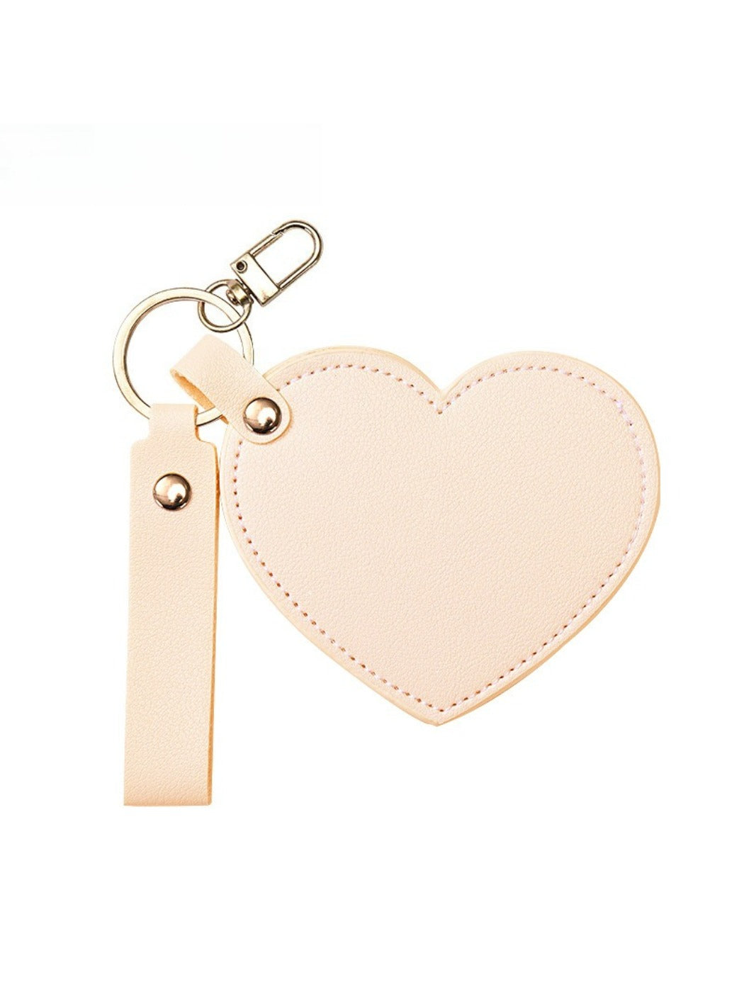 Mirroray - Heart Shaped PU Leather Keychain Compact Mirror
