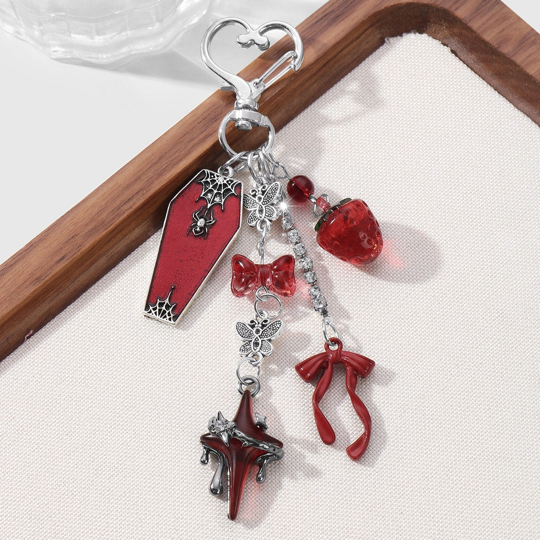 Keypus - Halloween Burgundy Cross and Bow Keychain