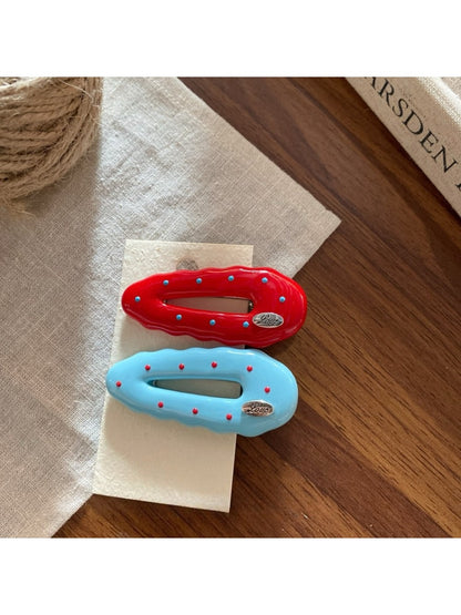 Beau - Polka Dot Teardrop Shaped Hair Clip Set
