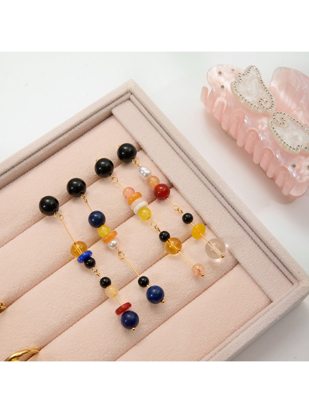 Earedge - Multicolor Bead Drop Earrings