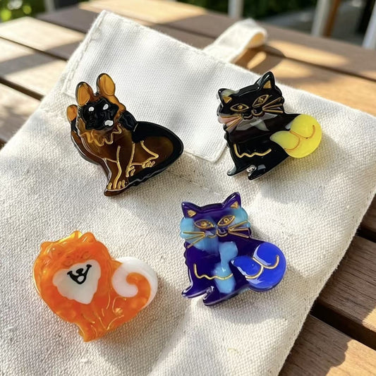 Beau - Glossy Acetate Cat and Dog Motif Claw Clip