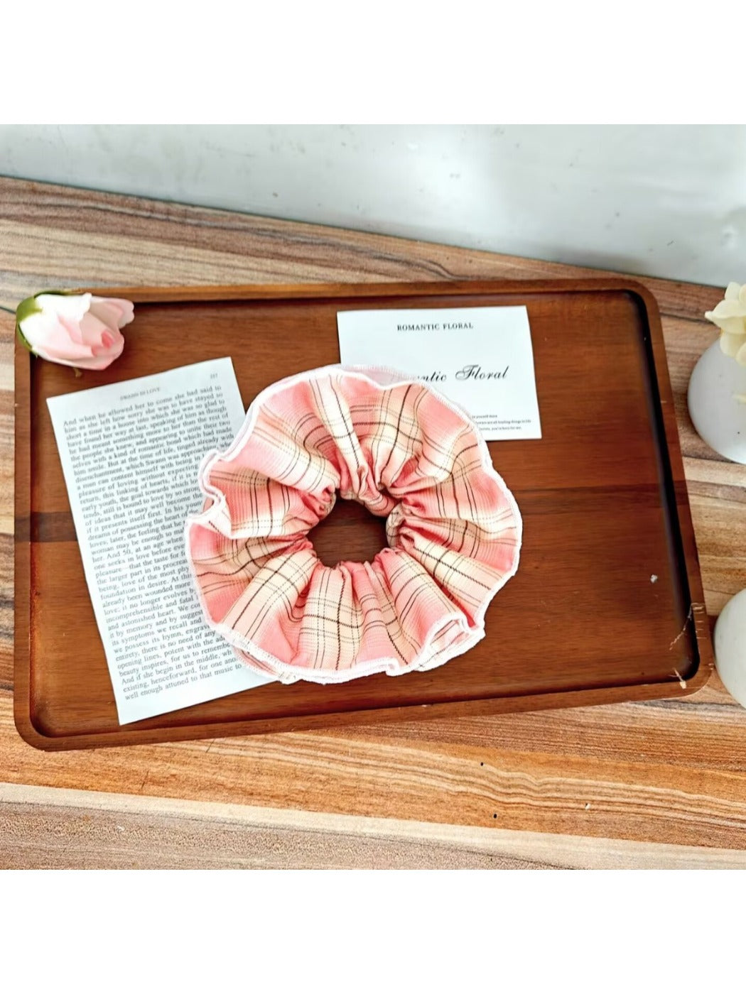 Gifty - Plaid Polyester Fabric High Elastic Scrunchie