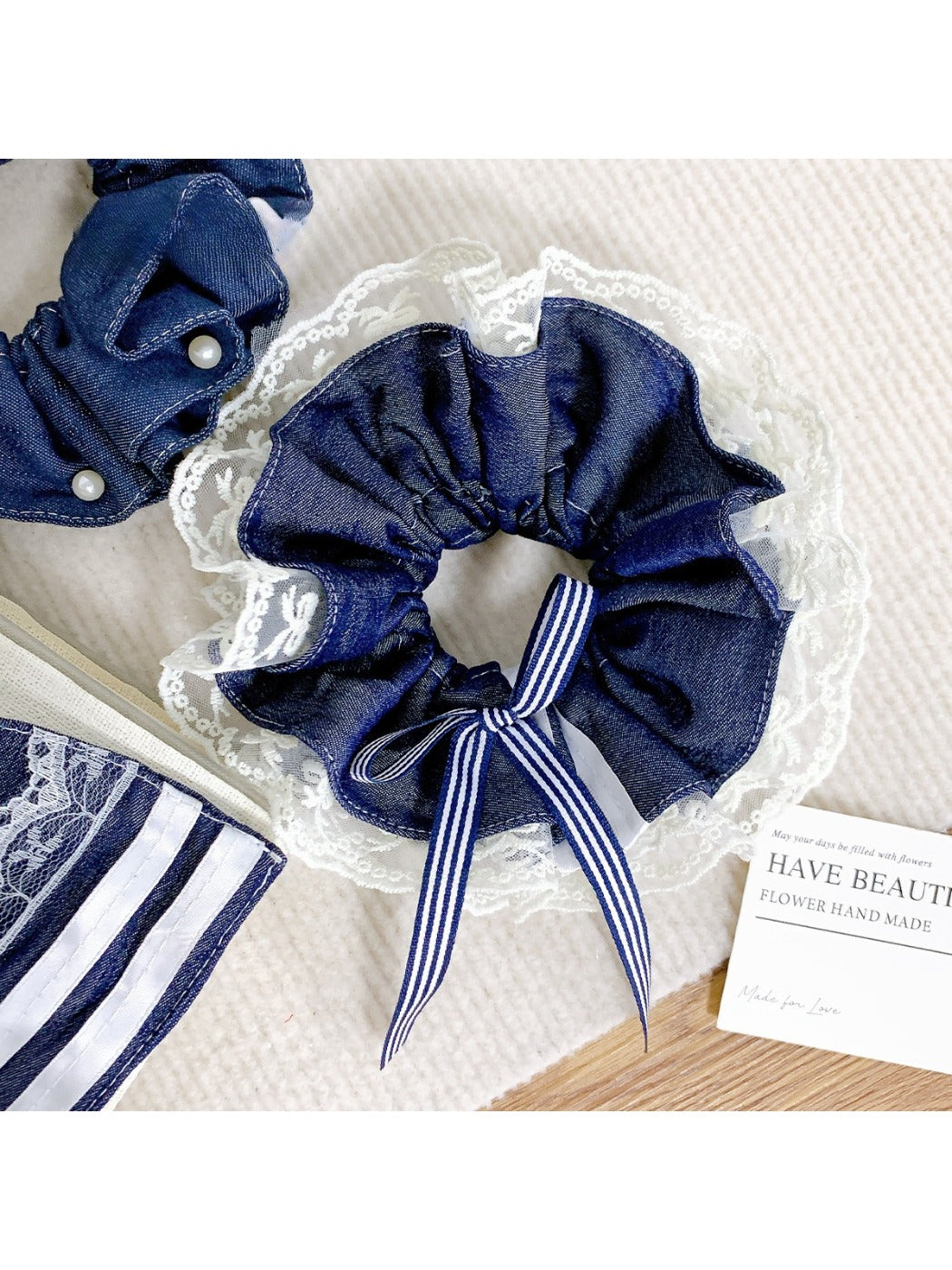 Gifty - Denim Blue Fabric Hair Tie