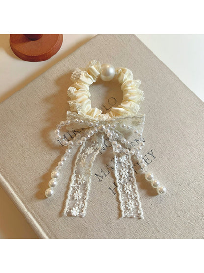 Gifty Sweet Beaded Bow Hair Tie displayed on a white background showing bow detail