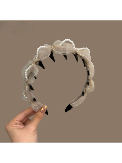 Gifty - Beaded Mesh Twisted Tooth Detail Headband