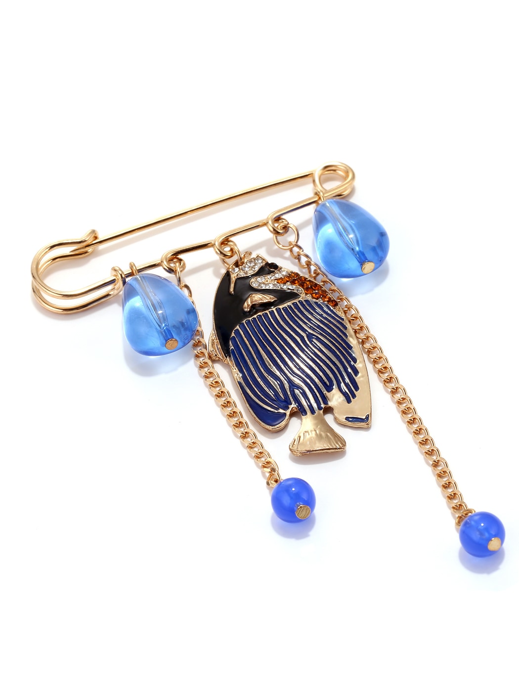 Brovia - Tropical Fish Tassel Statement Alloy Brooch
