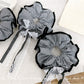 Gifty - Black White Checkered Lace Bow Scrunchie